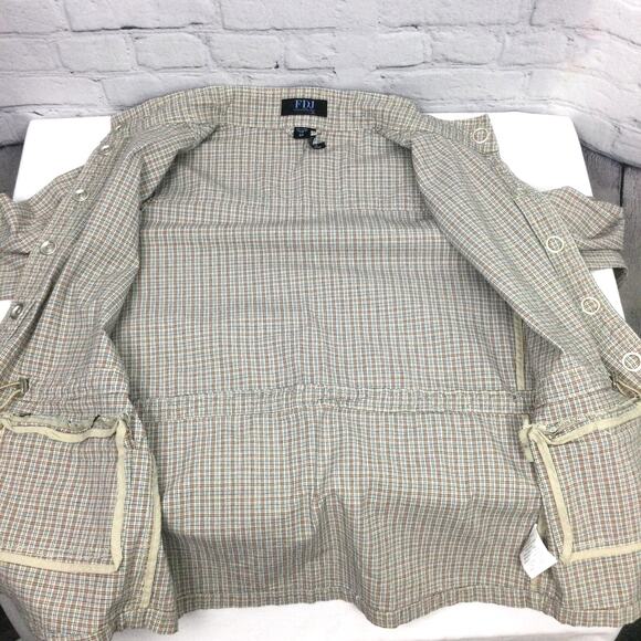 FDJ Fench Dressing Jeans Mock Collar Snap Up Roll Tab Plaid Zip Pocket Jacket S - Picture 15 of 15